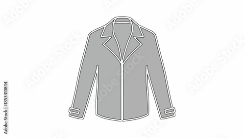 Gray illustration of a zipped jacket with a lapel collar on a white background.