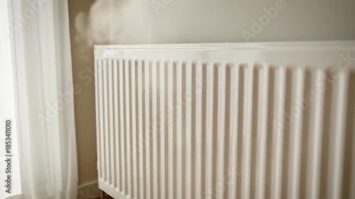 Wallpaper Mural Modern White Radiator Mounted on a Wall Next to a Window. Torontodigital.ca