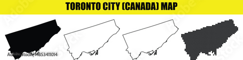 Toronto city canada map silhouette vector illustration ontario province capital outline and dotted pattern graphic elements