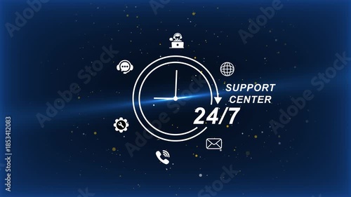Wallpaper Mural 24/7 Support Center Clock with Customer Service Concept help desk Torontodigital.ca