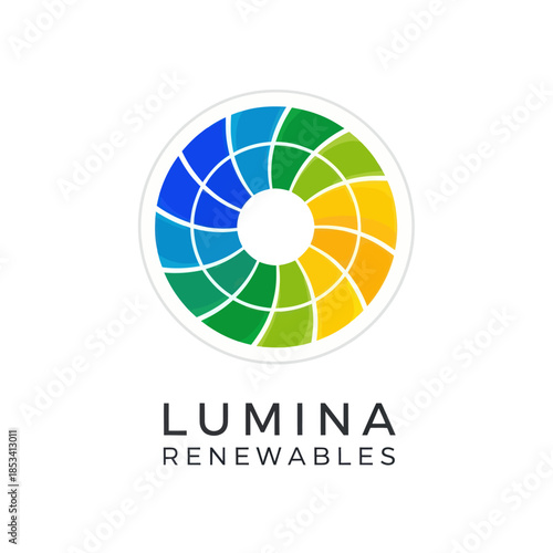 Lumina Renewables logo with colorful circular design.
