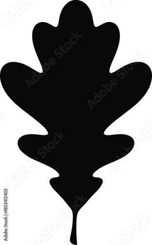 Modern solid symbol showing a deciduous tree leaf to denote specialized wood industry branding, seasonal outdoor decor, nature education, and biological plant findings.