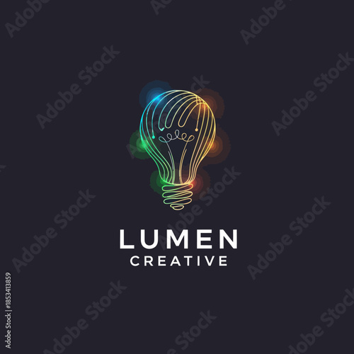Lumen Creative lightbulb logo with colorful glowing digital lines.