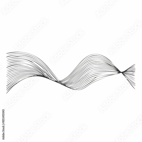 Illustration vectorielle de courbes ondulées, motif abstrait en lignes noires. Le design évoque des ondes sinusoïdales, des vibrations ou des fonctions mathématiques paramétriques, noir