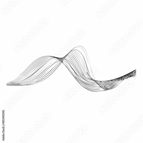 Illustration vectorielle de courbes ondulées, motif abstrait en lignes noires. Le design évoque des ondes sinusoïdales, des vibrations ou des fonctions mathématiques paramétriques, noir