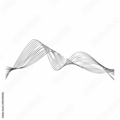 Illustration vectorielle de courbes ondulées, motif abstrait en lignes noires. Le design évoque des ondes sinusoïdales, des vibrations ou des fonctions mathématiques paramétriques, noir