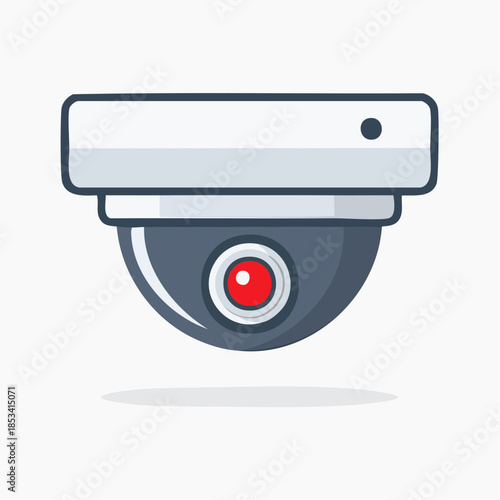 Caméra de surveillance dôme stylisée pour sécurité intérieure ou extérieure, isolé sur fond blanc