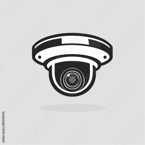 Caméra de surveillance dôme stylisée pour sécurité intérieure ou extérieure, isolé sur fond blanc