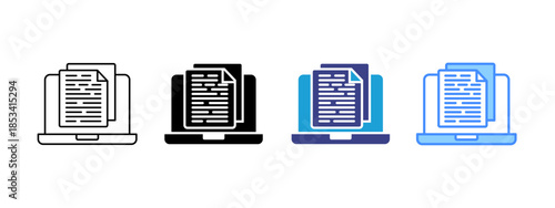 Laptop icon set multiple style collection
