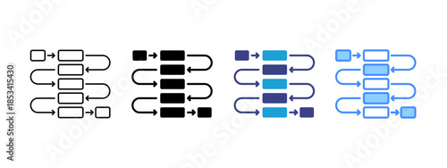 Workflow icon set multiple style collection