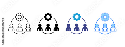 Process icon set multiple style collection