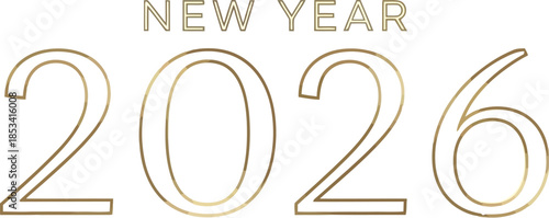 Celebrate the New Year 2026 with modern gold typography