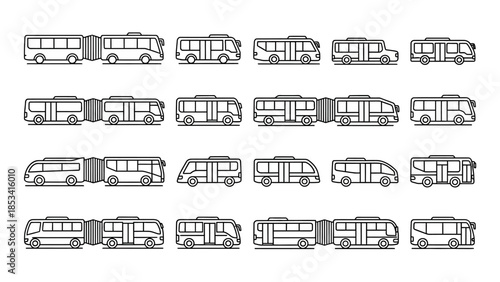 Collection of Various Vehicles Illustrated in Different Styles on a White Background