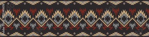 Seamless geometric border pattern, Aztec frame.