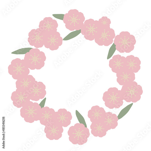 やさしい花のリース 幼稚園クラス名シリーズ｜桃 / Gentle Flower Wreath for Kindergarten Class – Peach Blossom