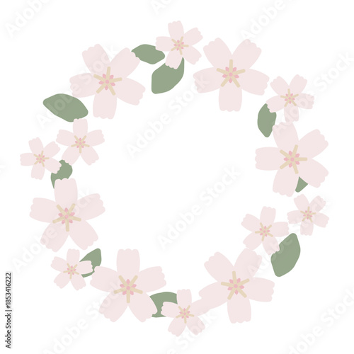 やさしい花のリース 幼稚園クラス名シリーズ｜桜 / Gentle Flower Wreath for Kindergarten Class – Cherry Blossom