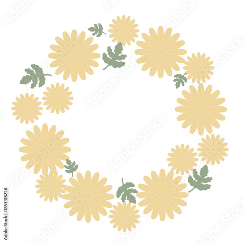 やさしい花のリース 幼稚園クラス名シリーズ｜菊 / Gentle Flower Wreath for Kindergarten Class – Chrysanthemum
