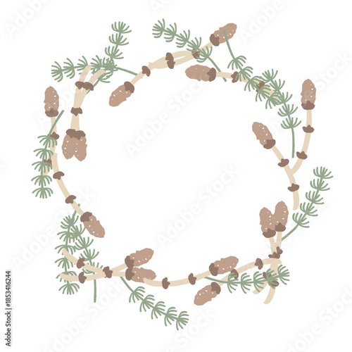 やさしい花のリース 幼稚園クラス名シリーズ｜つくし / Gentle Flower Wreath for Kindergarten Class – Horsetail