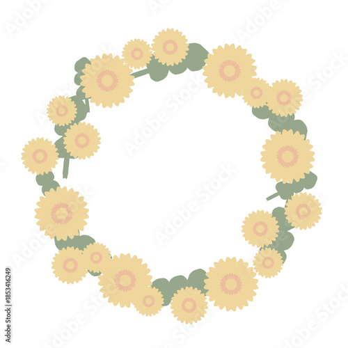 やさしい花のリース 幼稚園クラス名シリーズ｜たんぽぽ / Gentle Flower Wreath for Kindergarten Class – Dandelion
