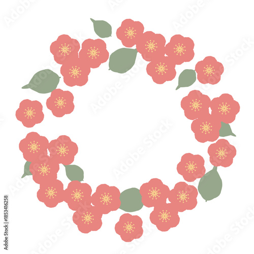 やさしい花のリース 幼稚園クラス名シリーズ｜梅 / Gentle Flower Wreath for Kindergarten Class – Plum Blossom