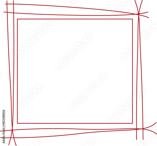 Red hand-drawn sketchy square frame with overlapping thin lines