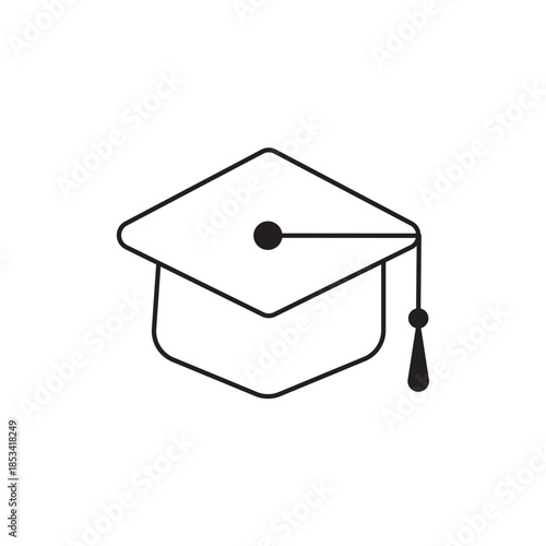 Graduation cap line icon for education, achievement, and academic success concepts. Minimal outline vector design for schools, universities, apps, UI, websites, and digital learning projects.