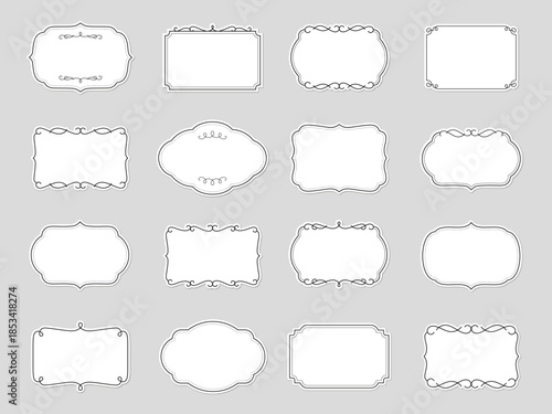 Editable line simple vintage frame sticker set