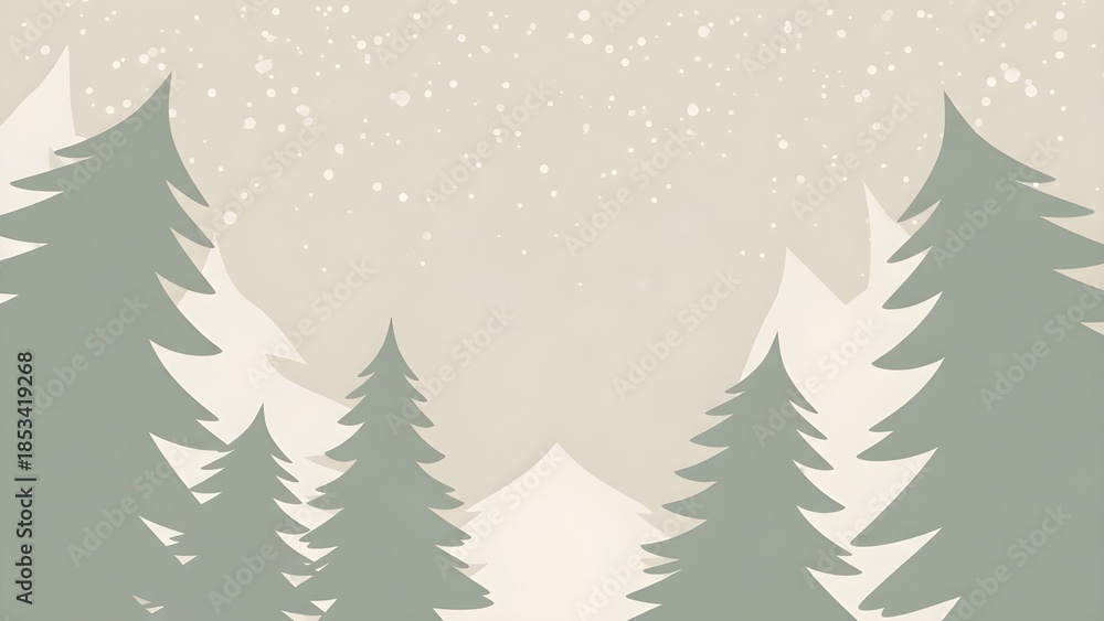 Fototapeta premium Muted Winter Forest Background with Pine Trees