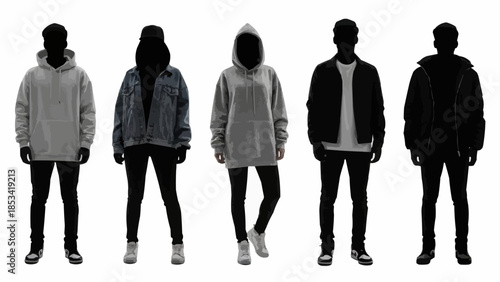 Group of five people standing side by side.