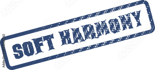 Soft Harmony Distressed Blue Rubber Stamp Graphic on a Clean Isolated White Surface