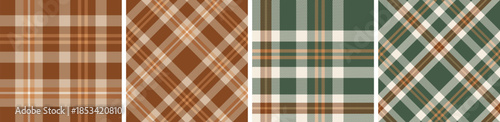 Flannel and tartan pattern set.checkered fabric texture background.