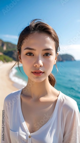 Wallpaper Mural Woman portrait by the seaside Torontodigital.ca