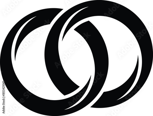 a striking graphic depiction showcases two intertwined black rings against a clean white background symbolizing unity and connection high quality professional