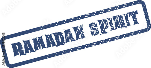 Grungy blue ink stamp with Ramadan Spirit for capturing the essence of the religious holiday