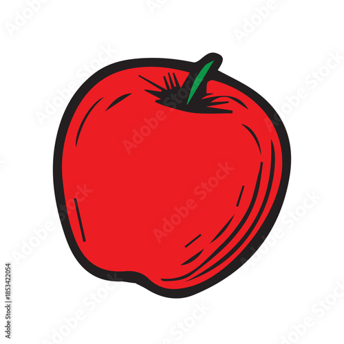 A minimalist vector showcases a bright red apple using simple forms and clear outlines, delivering a fresh, healthy, and timeless visual concept suitable for modern graphic and creative projects.