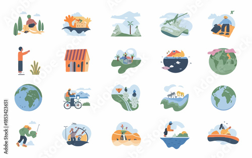 Vector illustrations of environmental and social issues