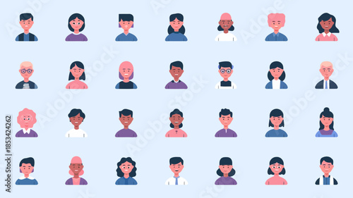 Diverse group of people with different ages and ethnicities isolated on light blue background vector