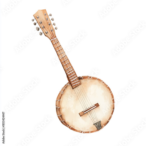 Vintage banjo musical instrument stringed folk.
