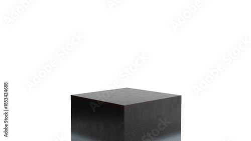 Floating Black Cube with Transparent Background