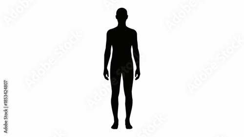 Silhouette of a Human Figure Standing Against a White Background.