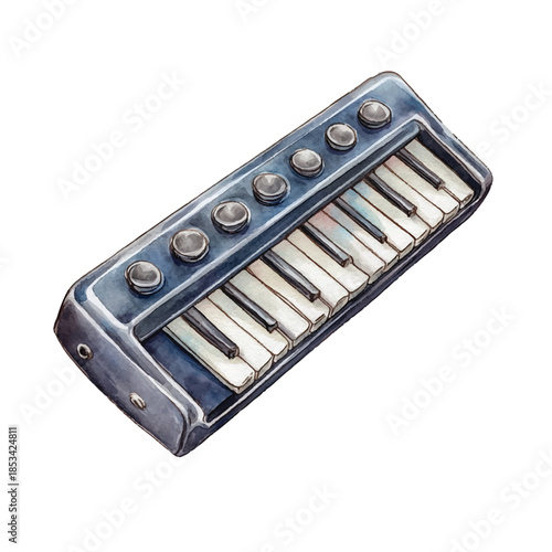 Vintage Melodica Keyboard Instrument Illustration.