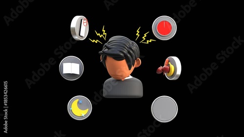 3D Mental Health Stress Dizziness | Alpha Channel