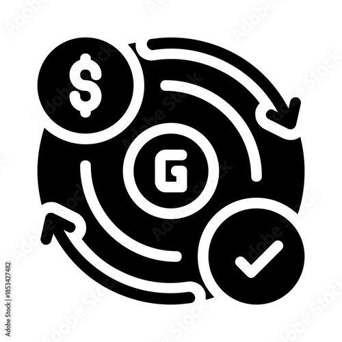 Money conversion process symbols and arrows for financial presentations or infographics about currency exchange rates and economic transitions. Suitable for financial designs.
