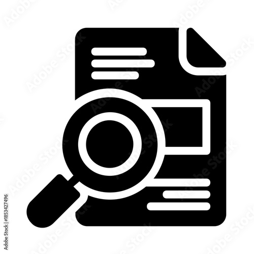 Magnifying glass over text sheet suitable for investigation discoveries, research projects, data analysis, information gathering, and detective work.
