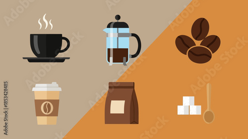 Coffee and Its Elements A Visual Representation of Coffee Culture and Accessories