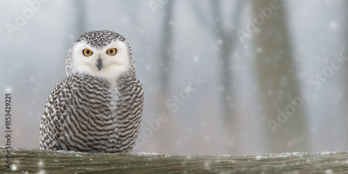 Wallpaper Mural Bird prey log perched snowy white owl wildlife animal winter snow forest nature wild animal sitting watching alert eye head beak feather branch wood natural light outdoors habitat portrait animal Torontodigital.ca