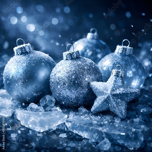 christmas balls on snow