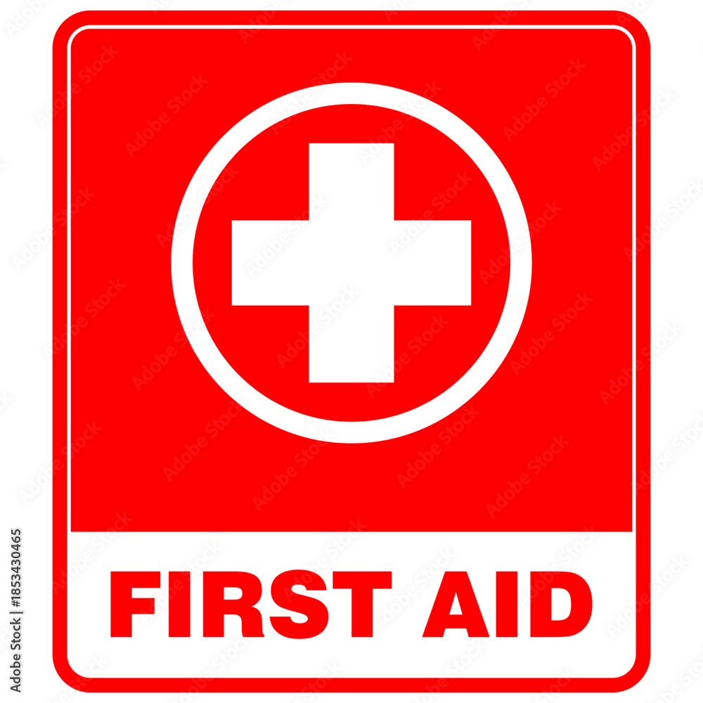 Obraz premium First Aid, red sticker vector