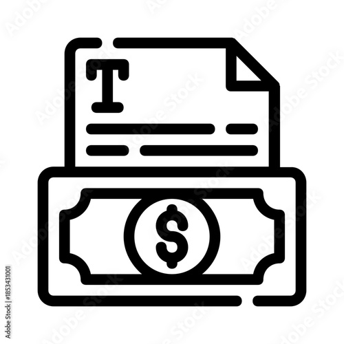 Illustrates financial concept with document and dollar bill. Suitable for finance blogs, business presentations, or moneyrelated articles and advertisements.
