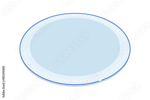 Light blue decorative ceramic plate with intricate design.